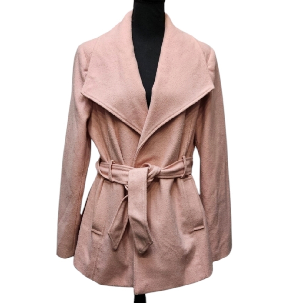 Rampage Oversized Collar Mini Trench Rose 100% Polyester Tie Jacket Size XL